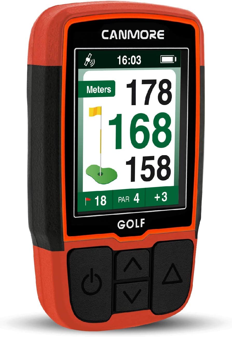 CANMORE Handheld Golf GPS HG200 - Water Resistant Full-Color Display with 38,000+ Essential Golf Course Data and Score Sheet - Free Courses Worldwide and Growing (Orange)