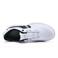 Men Leather Golf Shoes Non-slip Spikes Golf Sneakers Golf Training Sneakers Spin Buckle Women Golf Athletic Shoes Quick lacing