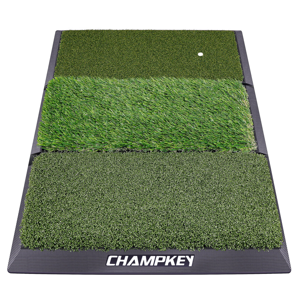 CHAMPKEY Professional Tri-Turf Golf Hitting Mat | Heavy Duty Rubber Backing Practice Mat Ideal for Indoor and Outdoor Training